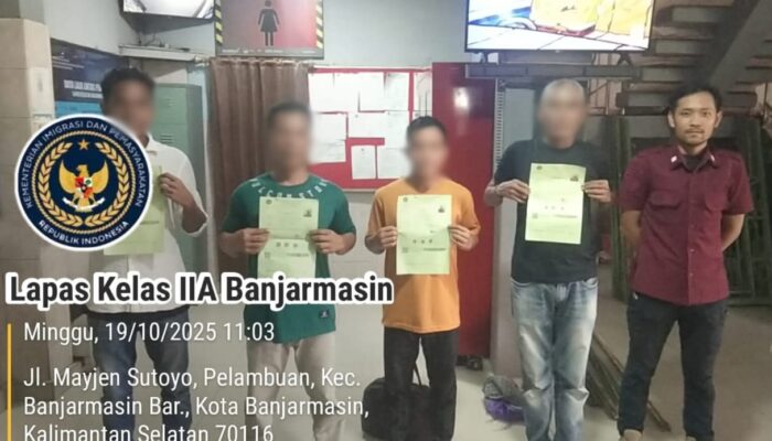 Tiga Warga Binaan Terima Pembebasan Bersyarat, Satu Bebas Murni Di Lapas Banjarmasin