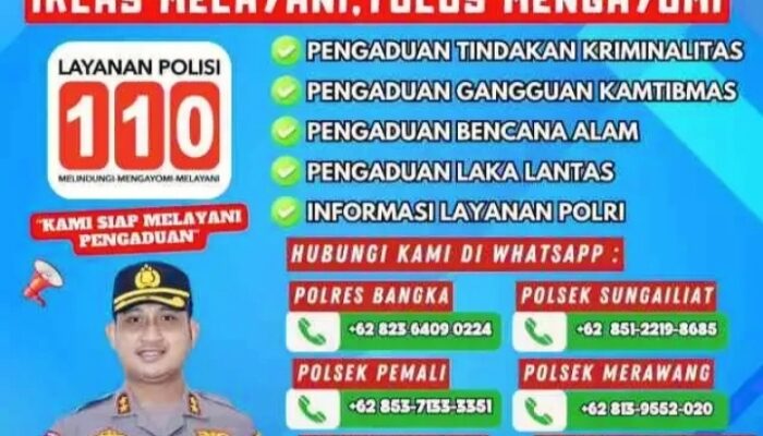 Layanan Pengaduan 24 jam,Polres Bangka Siap Layani Masyarakat Secara Cepat dan Responsif