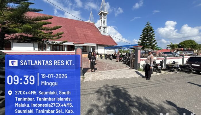 Jamin Ibadah Minggu Khusyuk, Satlantas Polres Tanimbar Amankan Sejumlah Gereja