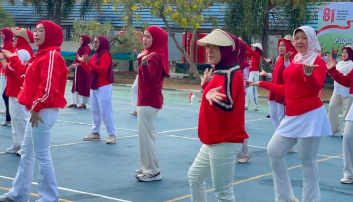 HUT ke-81 RI, PIPAS Lapas Narkotika Karang Intan Perkuat Kebersamaan Lewat Senam Bersama